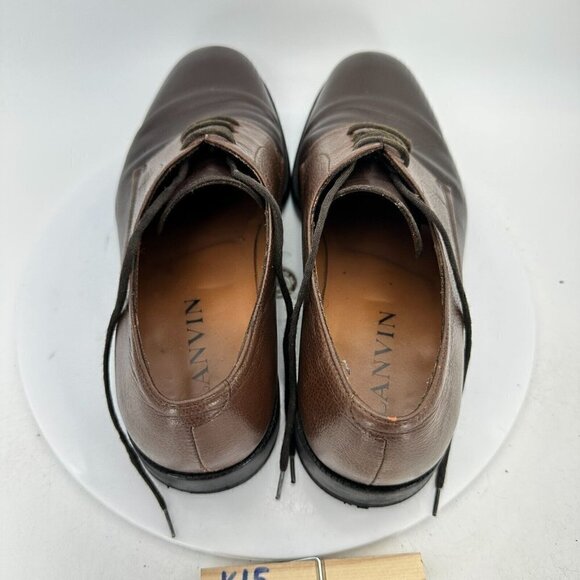 Lanvin Men Size 9 Brown Two Tone Leather Derby Lace Up Plain Toe Dress Shoes - Picture 12 of 14